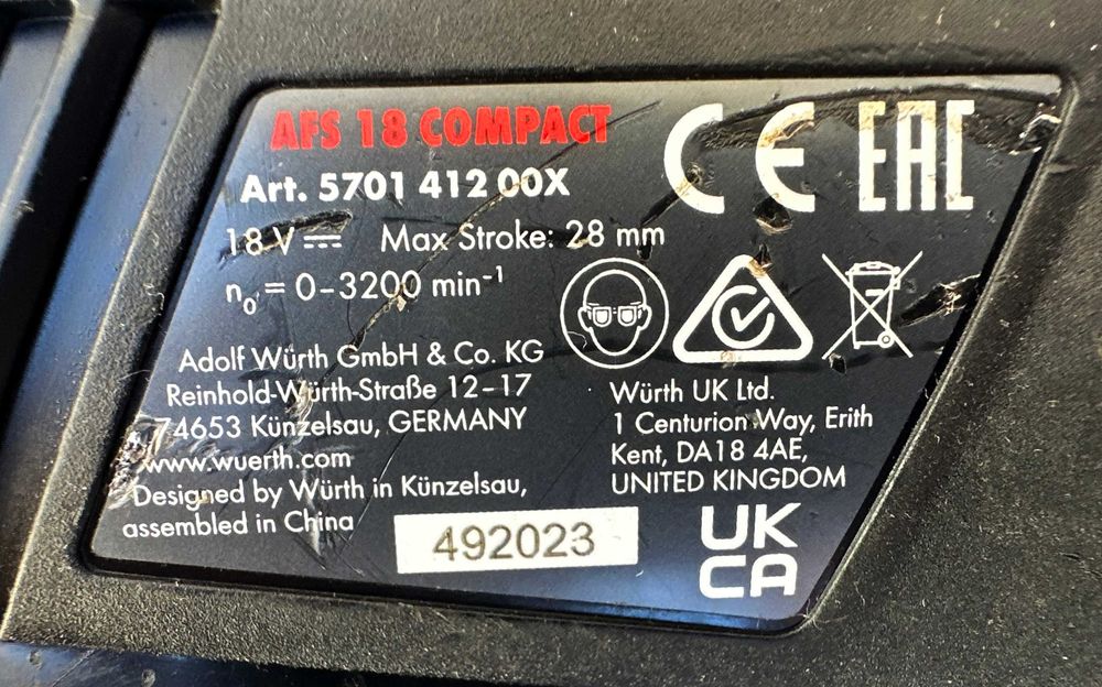 Wurth AFS 18 COMPACT - Безчетков акумулаторен саблен трион 18V M-Cube