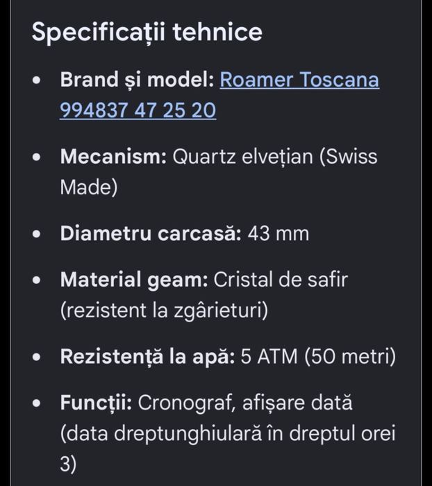 Ceas ROAMER elvetian safir quart