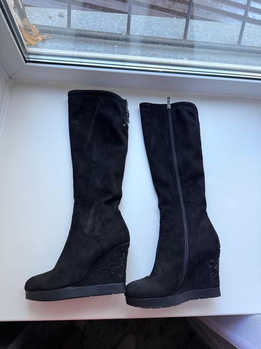 Сапоги женские замша