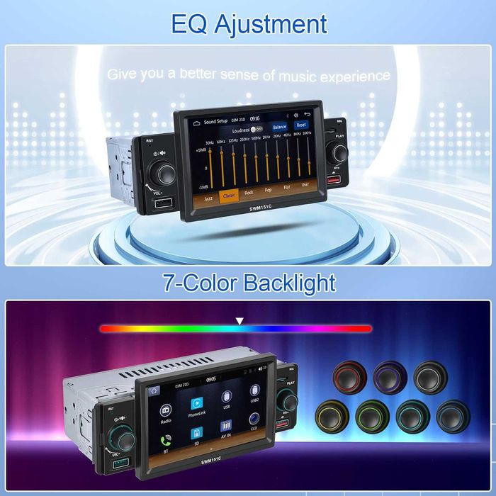 Мултимедия плеър за кола единичен дин Автомобил Car Play Android Auto