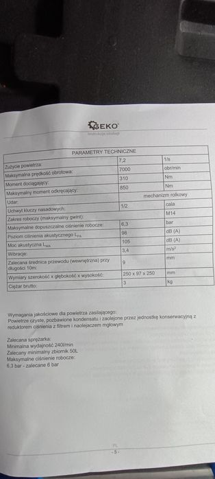 Pistol pneumatic de impact Geko G03180
Pistol de impact pneumatic 850N