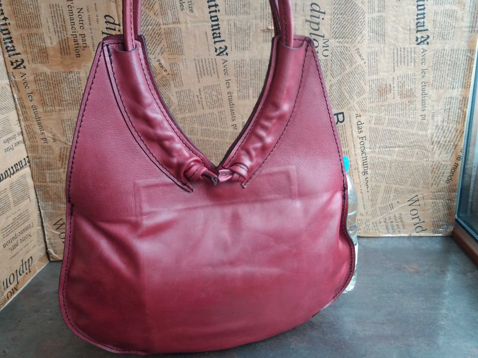 дамска червена чанта,кожена-естествена кожа