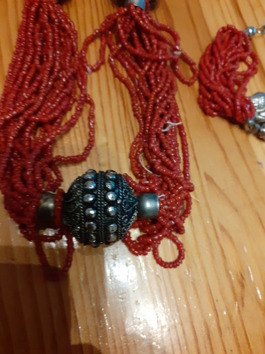 Лот огърлица, обеци и гривна старинни