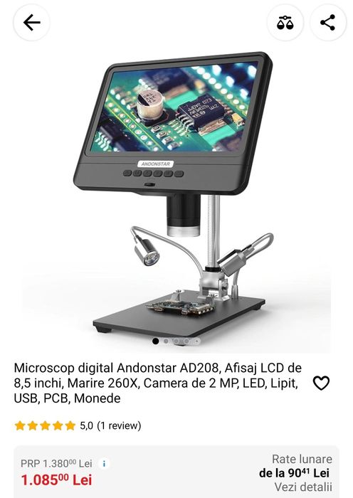 Microscop digital Afisaj LCD de 7 inchi, Marire 260X, Camera de 2 MP