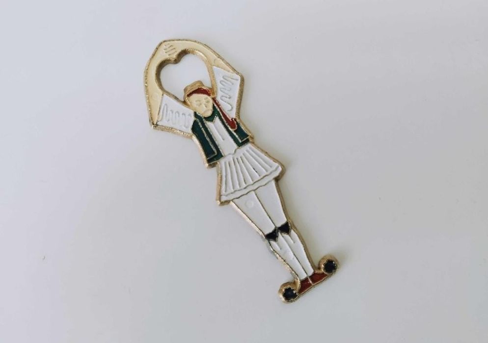 Vechi Deschizator capace sticle din bronz cu email Grecia