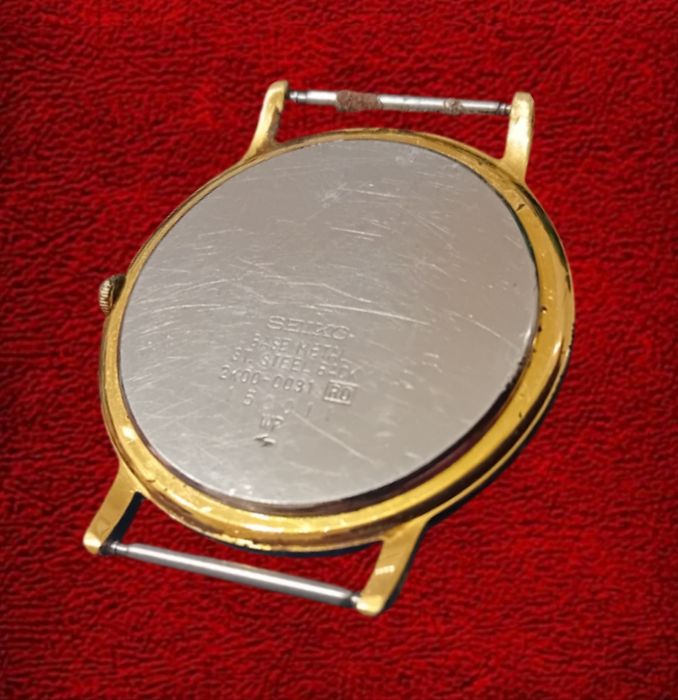 Ceas Seiko , placat cu aur , plat , defect , fara curea , poza