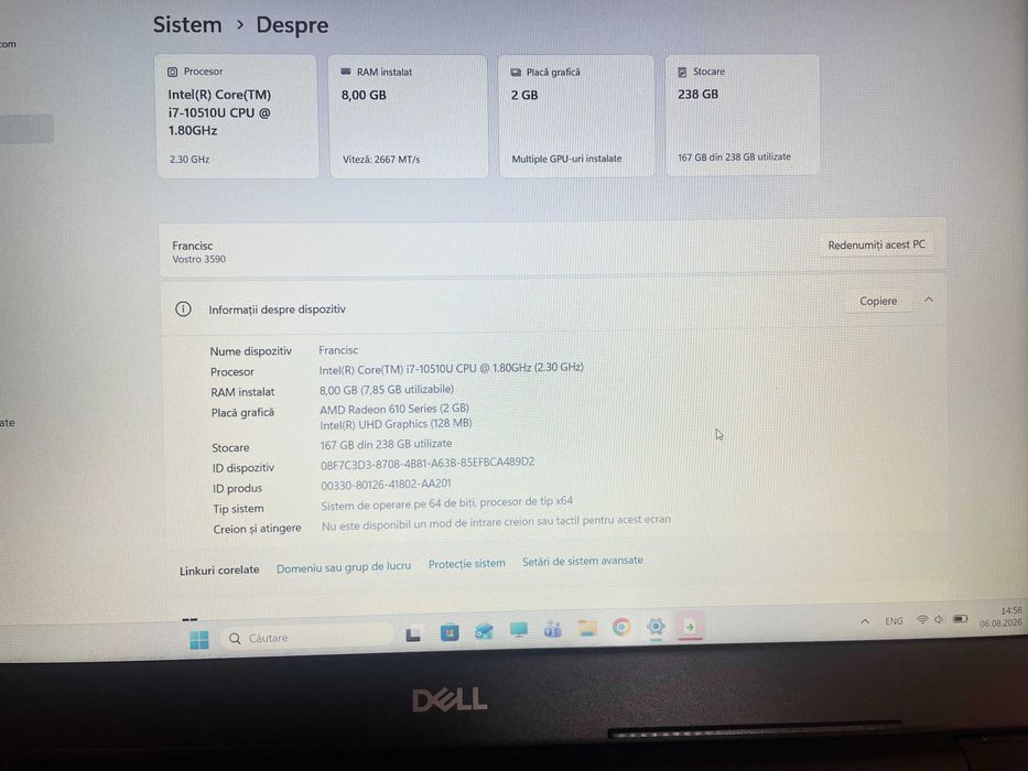 Laptop Dell Vostro 3590 15.6" Full HD | i7-10510U | 8GB RAM | SSD 256GB