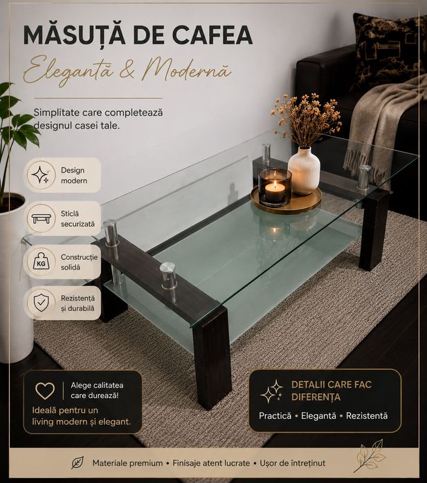 Masa cafea din sticla