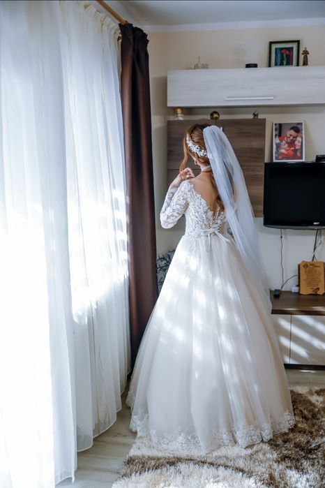 Rochie de mireasă prințesă / A-line + voal lung