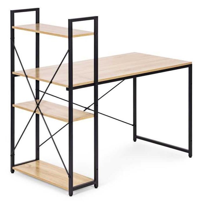 Компютърно бюро, дървено, с рафтове за съхранение, 120*60 см