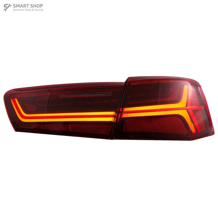 Stopuri Full LED compatibil cu Audi A6 4G C7 (2011-2014) Red Clear Facelift Design Semnalizare Secventiala