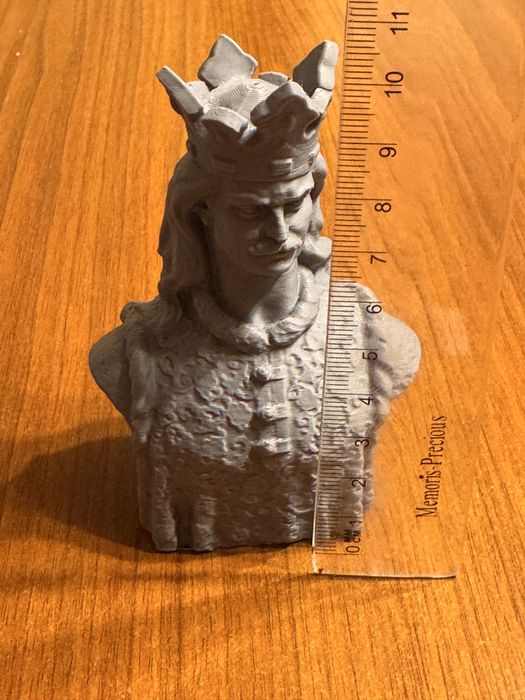 Bust Ștefan cel Mare – 10 cm, print 3D, gri mat