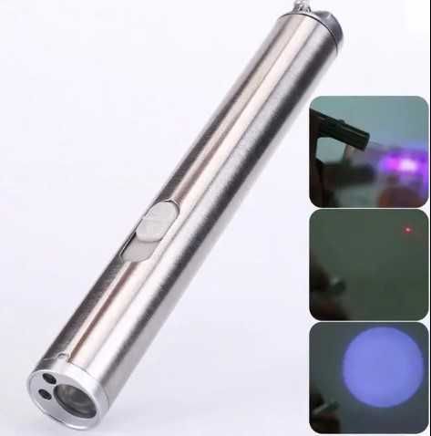 Джобен детектор за пари (евро) 3в1 LED фенер с UV светлина и лазер