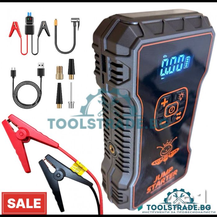 Бустер за аварийно запалване на автомобили 4в1 с вграден компресор