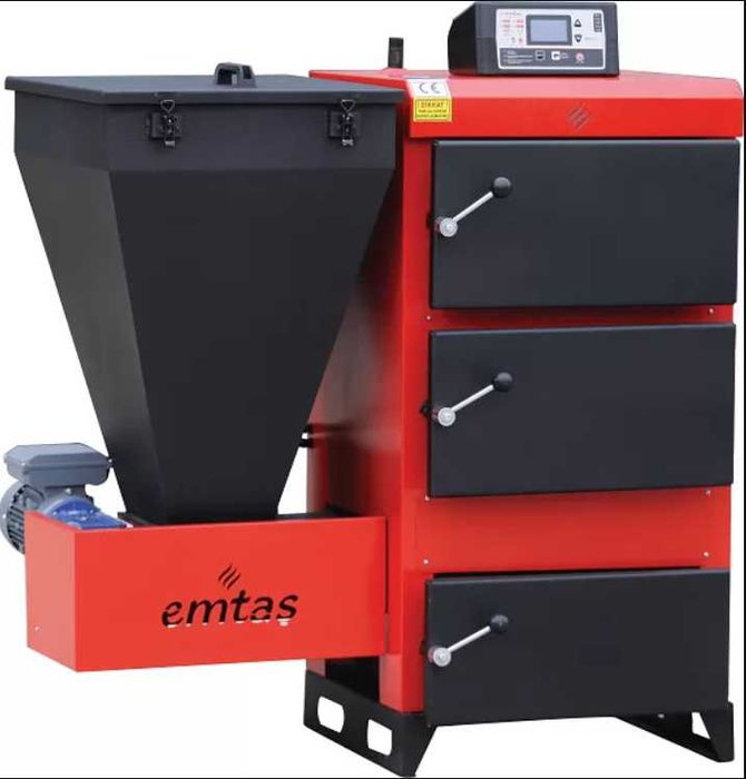 Пелетен котел Emtas 35 kW комбиниран на дърва,  въглища, костилки и др