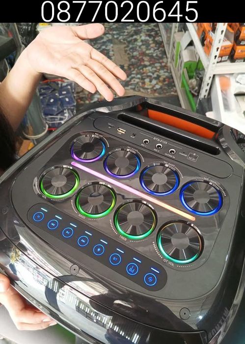 Мощна аудиосистема 12"х2 с два микрофона BTS-2125 Bluetooth