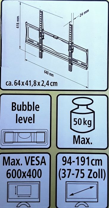 SUPORT de perete pentru TV plate cu diagonala ecranului 94-191 Cm NOU