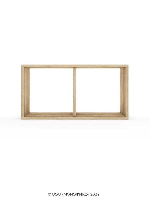 Полка настенная деревянная ОДОС дуб 2 секции, для книг, для цветов