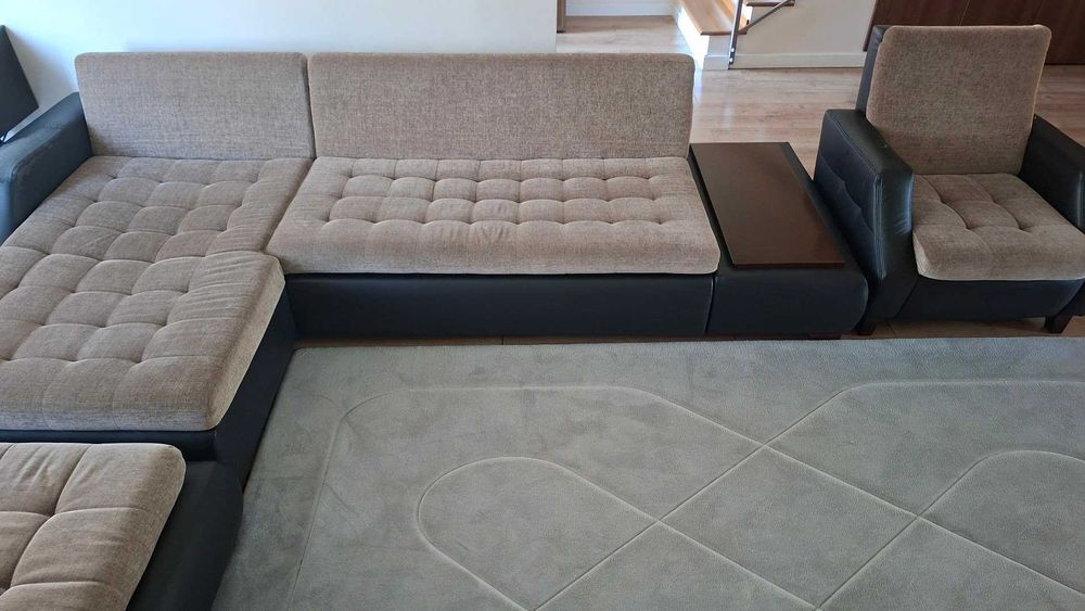 Ansamblu complet living ISTIKBAL – coltar extensibil + fotoliu + taburet