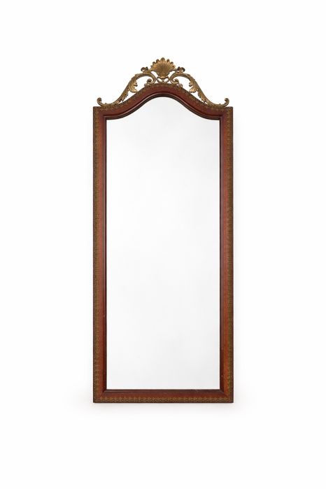 Голямо стеннo огледало дърво месинг класически стил Франция 1940 1955