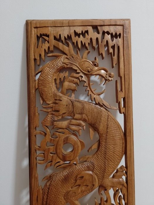 Superba sculptura ,tablou basorelief lemn masiv