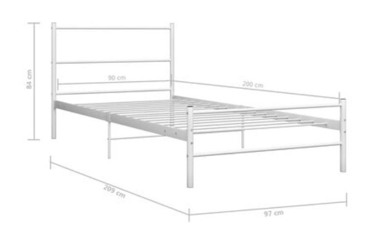 Cadru de pat, alb, 90 x 200 cm, metal