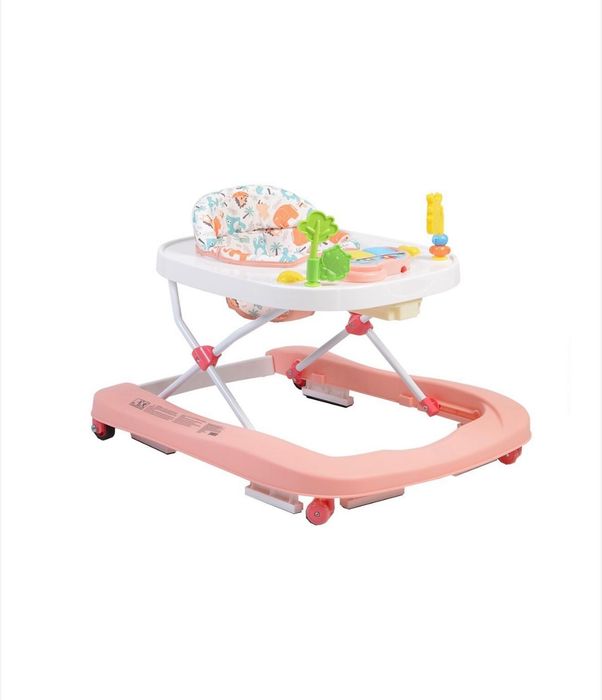 Проходилка Moni+Столче за хранене Lorelli Campanella - Розов с мечета