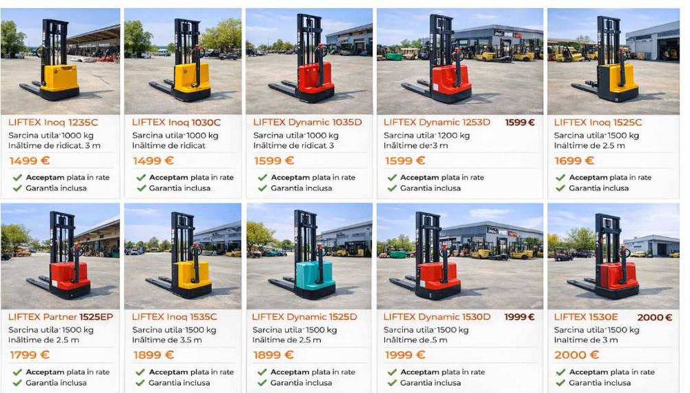 Transpalet electric cu catarg stivuitor electric rate garantie