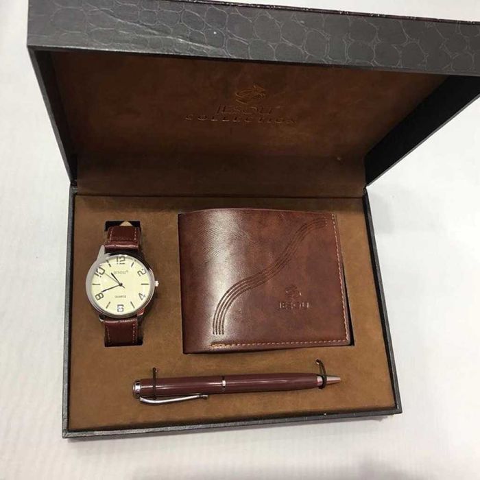 Луксозен Подаръчен комплект 3в1 - Часовник - Портфейл - Химикал