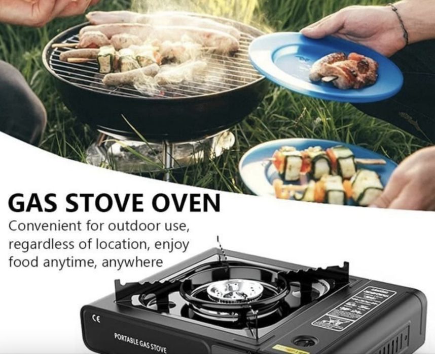 Aragaz portabil camping  cu dubla alimentare gaz si spray aprindere automata