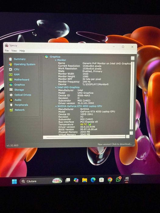 MSI Gaming RTX 4050 6GB / 16GB / 144Hz / i5 Gen12