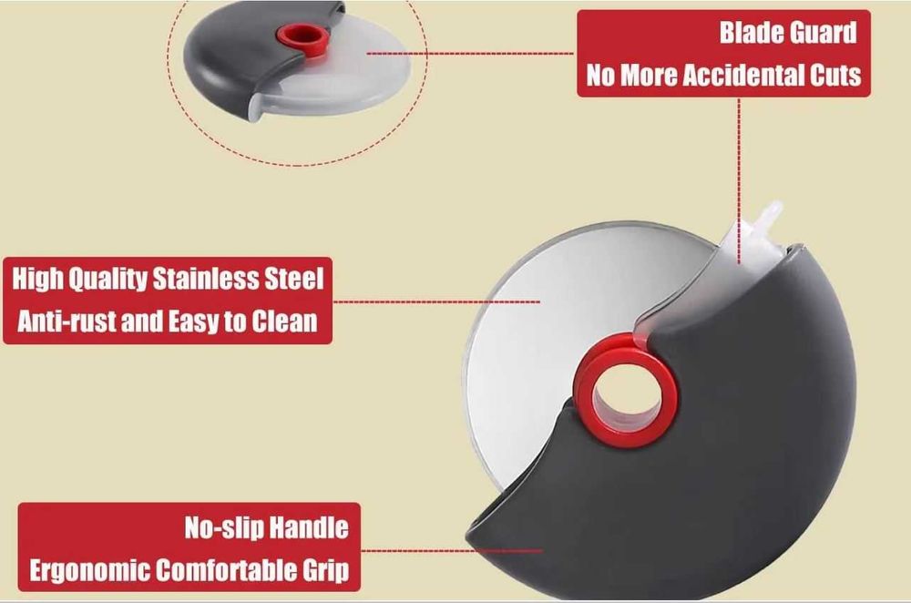 Нож за рязане на пица Ролкова резачка от неръждаема стомана