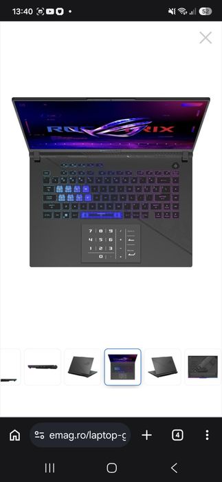 Laptop Gaming ASUS ROG Strix G16 G614JVR Intel® Core™ i9-14900HX 36M Cache, up to 5.80 GHz, 16" QHD+ 240Hz, 32GB, 1TB SSD, NVIDIA GeForce RTX 4060 8GB