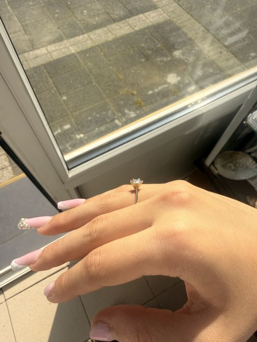 inel din argint placat cu aur , cu diamant real