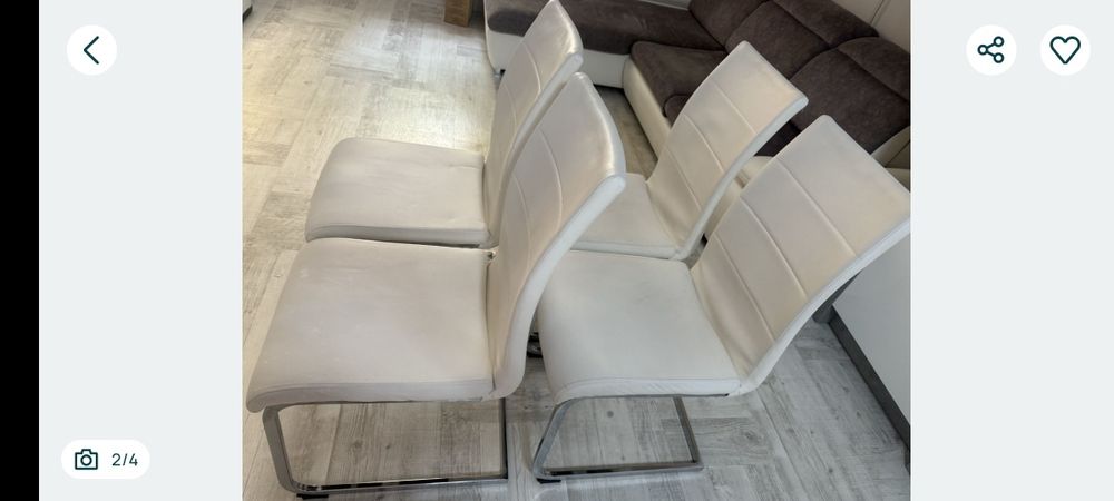 Бели кожени трапези столове