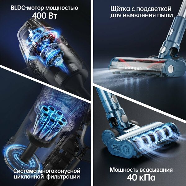 Беспроводной вертикальный пылесос мощный V90, 40000 Па, 2 в 1 пылесос