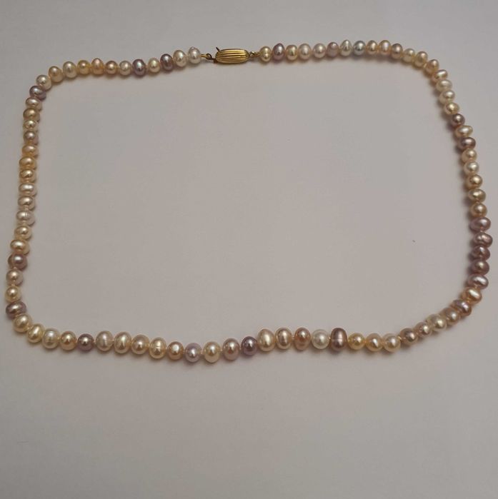 Top Luciu Colier Perle Naturale Si Aur 18K