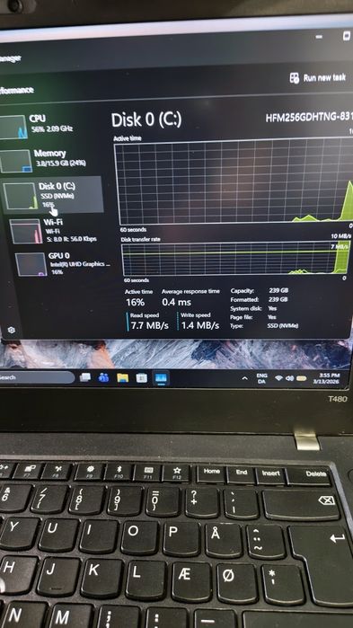 Lenovo Thinkpad T480,Cpu i7,Ram 16gb, SSD 250gb,model cu 2 baterii