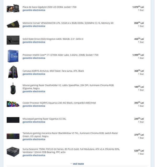 Vand PC Gaming - i7, 32GB RAM, placa video 3070TI