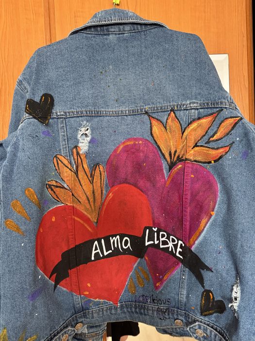 Geaca denim pictata manual