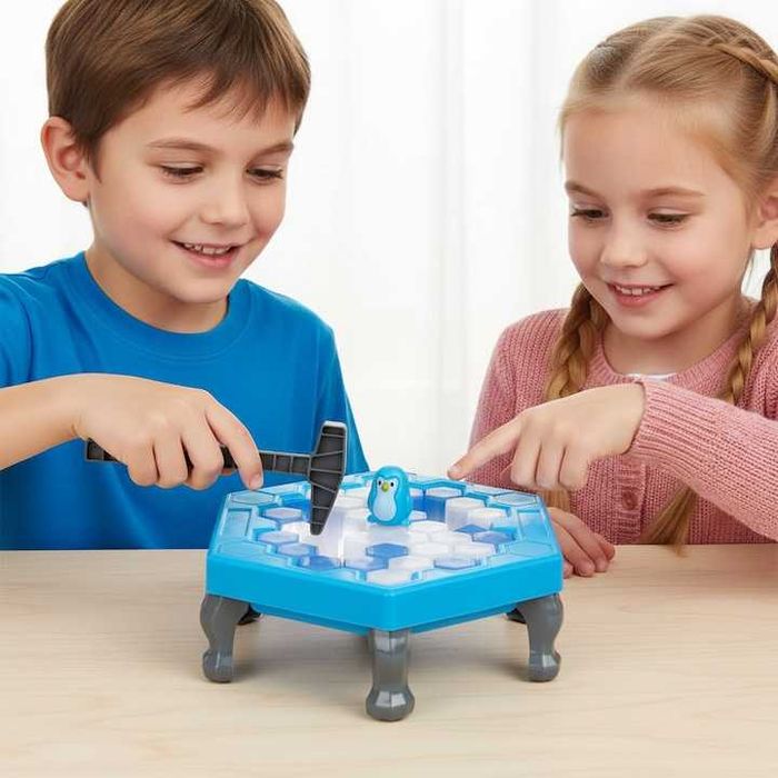 Pinguin pe Gheata joc de indemanare cu ciocanele si cuburi copii 3+ani