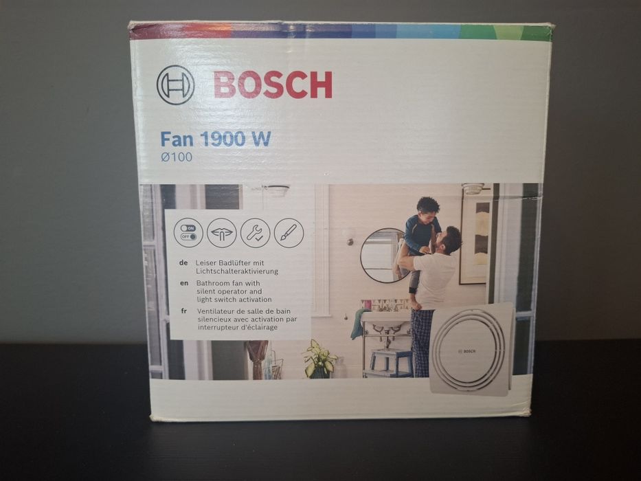Ventilator Baie Bosch Fan 1900 W, Silențios, Ø100mm, Nou