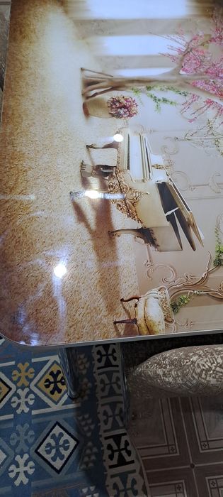 Продам комплект стол  стекло с рисунком + 4 с