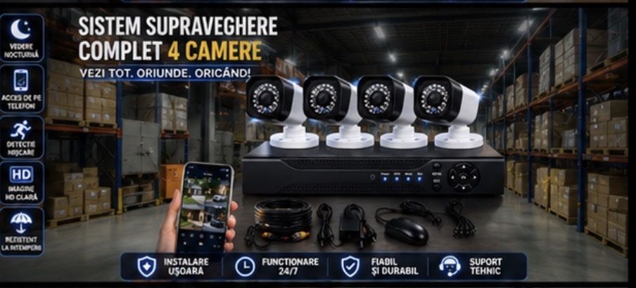 Vindem si Montam Camere Supraveghere Video KIT Complet 4/8/12 CAMERE