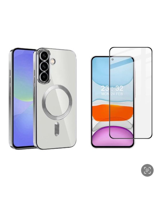 Samsung A56/A36/A16/A35/A55 Husa Mag Ring Clear si Folie Sticla AntiSt