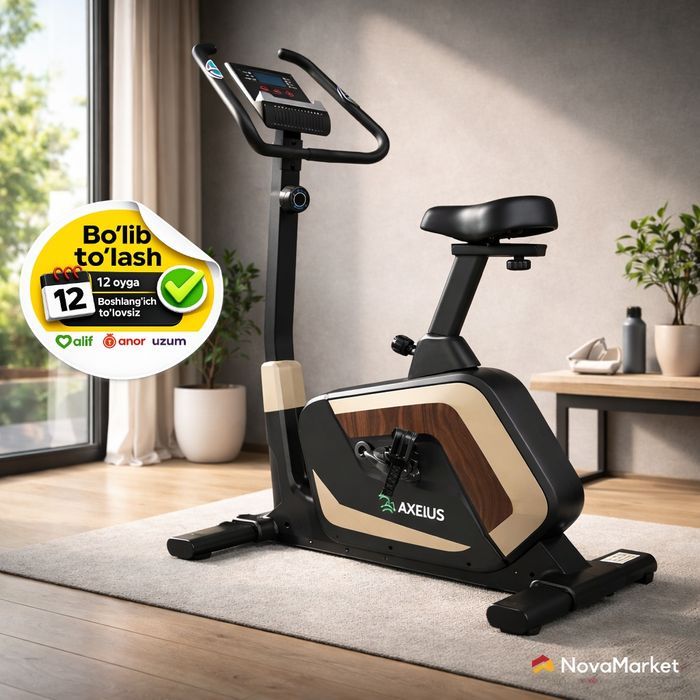 Велотренажер Axelus AX0019 для дома с дисплеем и 8 уровнями нагрузки