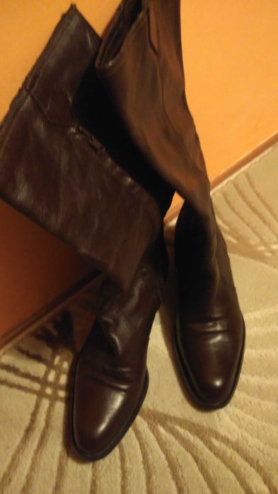 Cizme lungi, piele naturala maron, 37,5(1)  /37 (2)