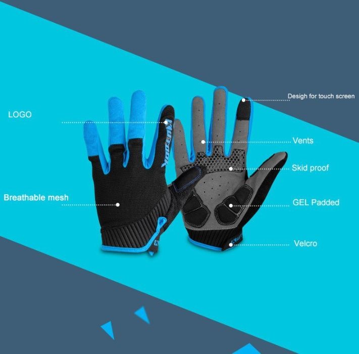 Manusi full finger unisex cu gel ciclism bicicleta cu touchscreen