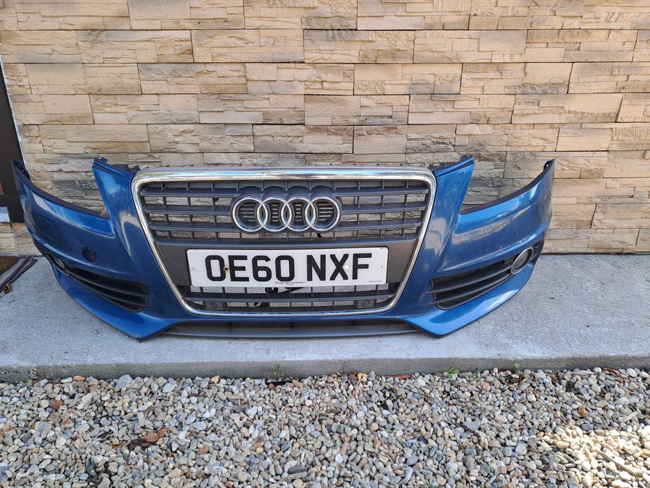 Bara fata Spoiler Masca Audi A4 B8 Facelift B 8.5 culoare albastru Cu spalatoare far Senzori parcare si proiectoare ceata