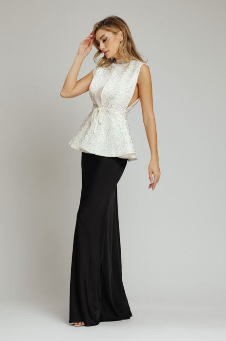 Vestă/Top paiete Concept a Trois, scurtă, cambrată, cu șiret în talie